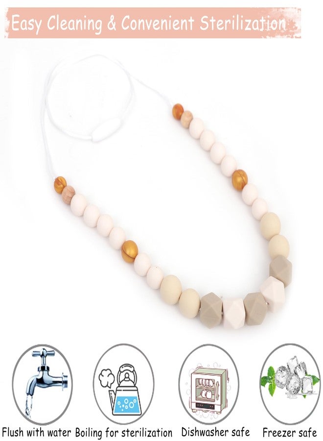 TERJIO Silicone Nursing Necklace - Emotional Calming Breastfeeding Supplies, Fidget Necklace For New Moms, Newborn Nursing Sensory Silicone Beads Jewellery. - Image 3